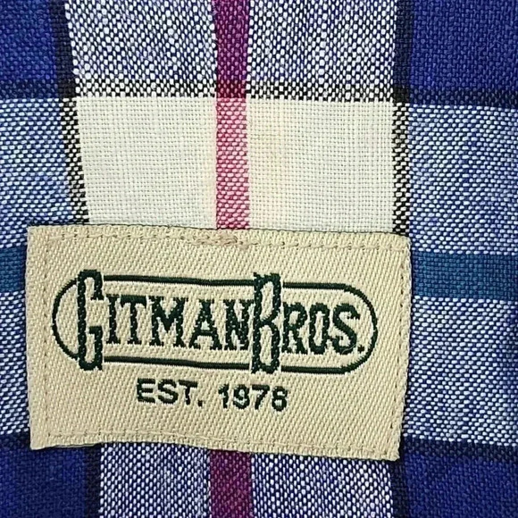 Vintage Gritmanbros. Made In USA Linen Blend Button Up Plaid Men's Short Sleeve - Picture 4 of 8